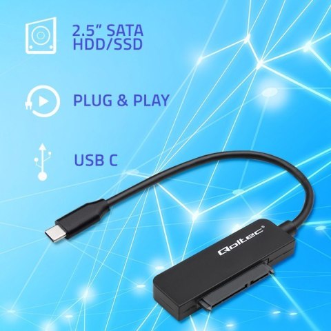Adapter SATA | Przejściówka na dysk SSD HDD 2.5" | USB-C | Super speed 5Gb/s | 2TB Qoltec