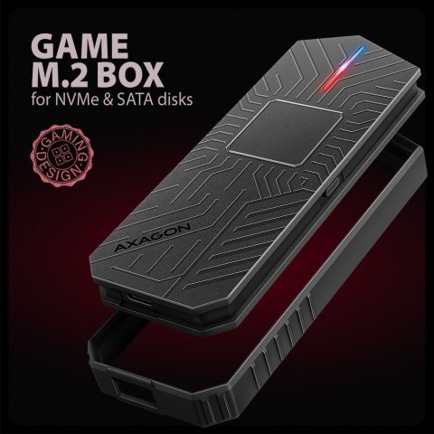 EEM2-GAM Obudowa zewnętrzna aluminiowa USB-C 3.2 Gen 2 M.2 NVMe/SATA SSD Gaming AXAGON