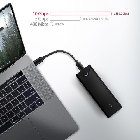 EEM2-UB2 Obudowa zewnętrzna aluminiowa, USB-C 3.2 Gen 2 - M.2 NVMe SSD, długość 42 do 80 mm Czarna AXAGON