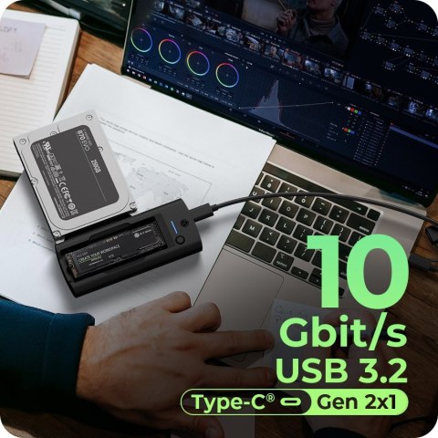 Stacja dokująca IB-180MS-C31 SSD Docking 1x 2,5"/3,5" & 1x M.2 PCIe NVMena USB 3.2 Gen 2 10 Gbit/s IcyBox