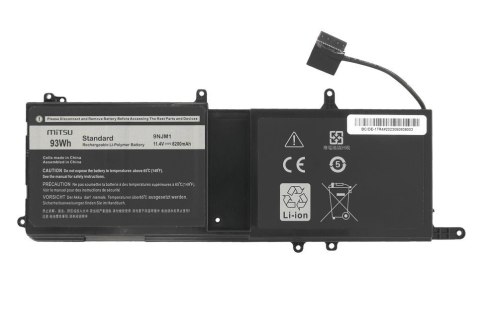 Bateria 9NJM1 do Dell Alienware 15 R3 15 R4 17 R5 8200 mAh (93 Wh) 11.4V Mitsu