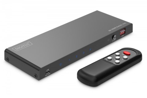 Przełącznik / Switch HDMI 4x1, 8K/60Hz (4:4:4) z HDR, 48 Gbps, HDCP 2.3, Toslink / Stereo, EDID Digitus
