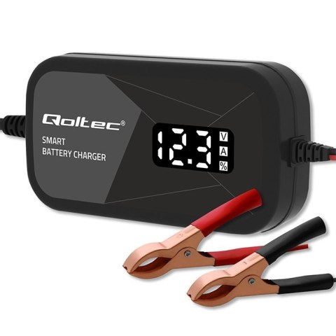 Inteligentna mikroprocesorowa ładowarka 12V | 2A | Prostownik z funkcją regeneracji ogniw do akumulatora AGM GEL | LCD Qoltec