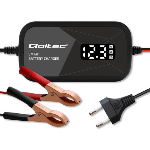 Inteligentna mikroprocesorowa ładowarka 12V | 2A | Prostownik z funkcją regeneracji ogniw do akumulatora AGM GEL | LCD Qoltec