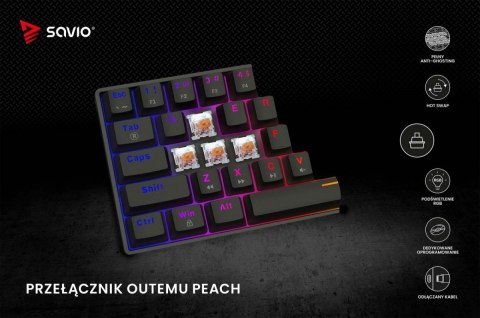 Klawiatura mechaniczna BLACKOUT X2 OUTEMU Peach Silent, Hot Swap Savio