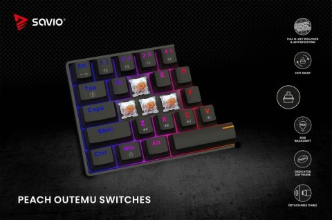 Klawiatura mechaniczna BLACKOUT X2 OUTEMU Peach Silent, Hot Swap Savio