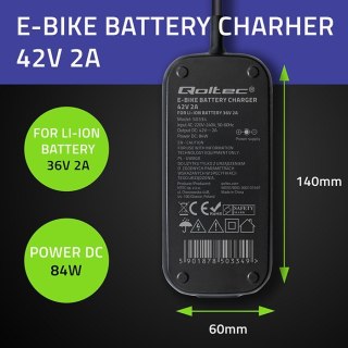 Ładowarka do roweru skutera elektrycznego XIAOMI 36V | 42V | 2A |8.0*.8.0mm+pin | wodoodporna + kabel zasilający Qoltec