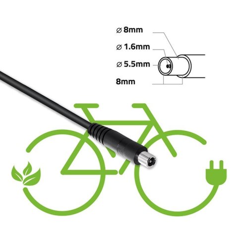 Ładowarka do roweru skutera elektrycznego XIAOMI 36V | 42V | 2A |8.0*.8.0mm+pin | wodoodporna + kabel zasilający Qoltec