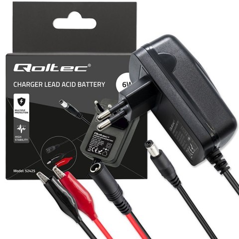 Automatyczna ładowarka do akumulatora AGM GEL STD 6V | 1A | Prostownik z sygnalizatorem LED Qoltec