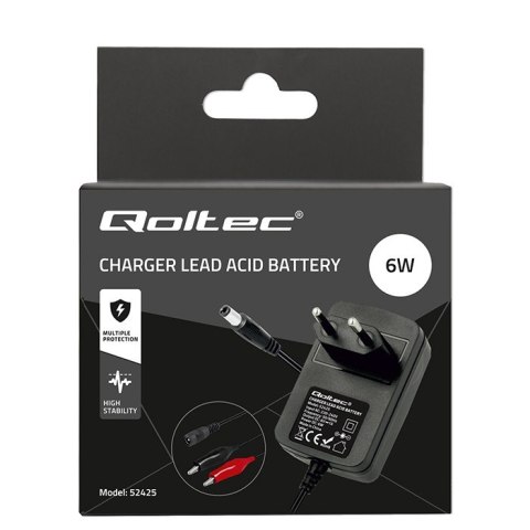 Automatyczna ładowarka do akumulatora AGM GEL STD 6V | 1A | Prostownik z sygnalizatorem LED Qoltec