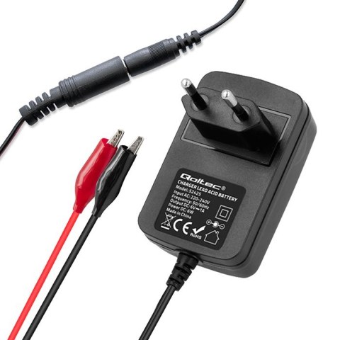 Automatyczna ładowarka do akumulatora AGM GEL STD 6V | 1A | Prostownik z sygnalizatorem LED Qoltec
