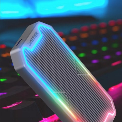 Obudowa dysku SSD M.2 NVMe/SATA 10Gbps, RGB; S1210B Unitek