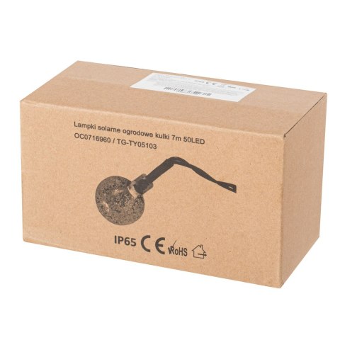 Lampki ogrodowe solarne kulki 7m 50LED ciepły biały Kik Sp. z o. o. Sp. k.