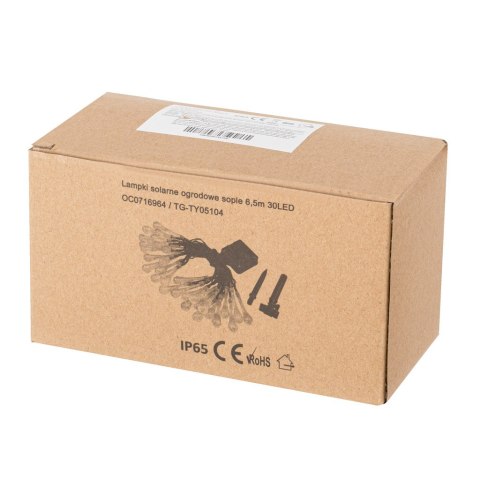 Lampki solarne ogrodowe łezki 6,5m 30LED ciepły biały Kik Sp. z o. o. Sp. k.