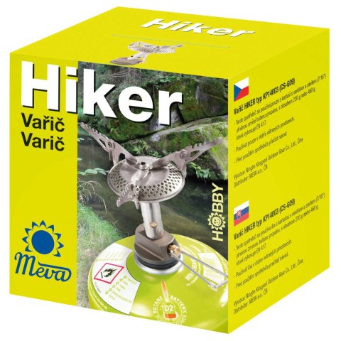 Najlżejsza kuchenka turystyczna na kartusze gazowe (zawór lub gwint) HIKER 70gram 2.4kW MEVA