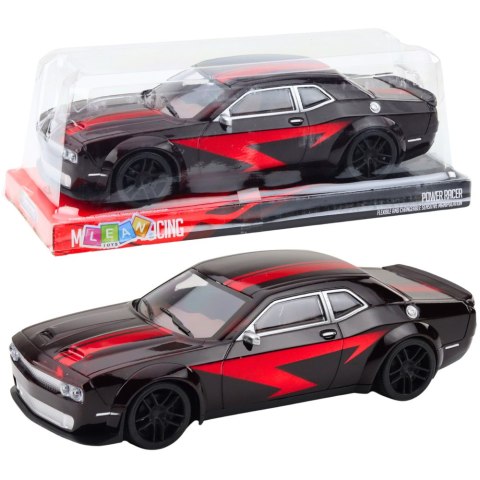 Samochód Sportowy Napęd Błyszcząca Karoseria Czarny Czerwone Linie LEAN Toys