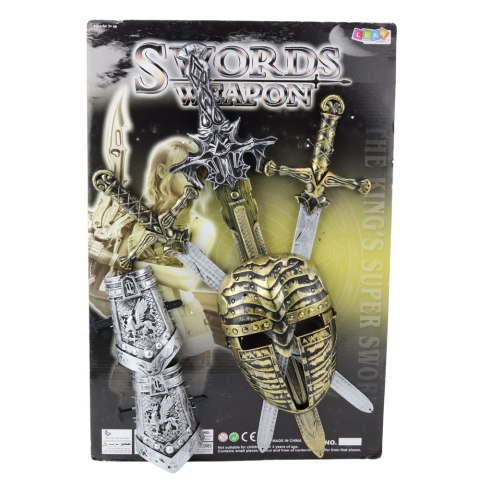 Zestaw Rycerski 3 Miecze Maska Ochraniacze Realistyczne Zdobienia LEAN Toys