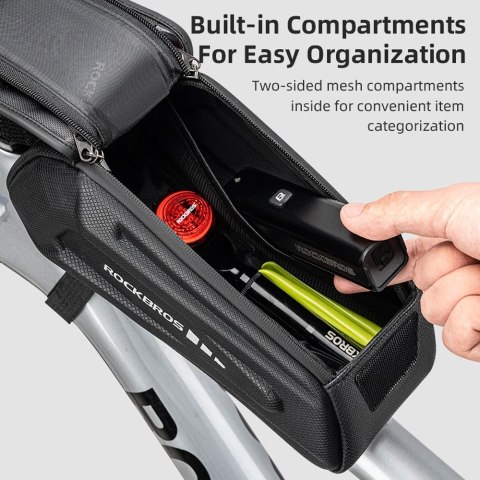 Torba rowerowa na ramę z pokrowcem na telefon wodoodporna czarna ROCKBROS