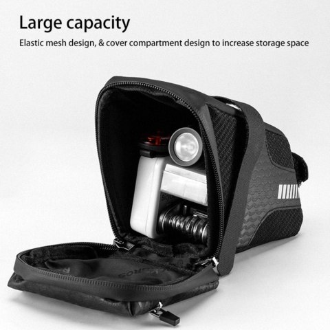 Torba rowerowa wodoodporna mocowana pod siodełko pojmność 1.5L czarna ROCKBROS