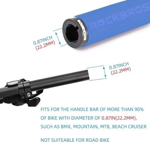 Chwyty rowerowe na kierownicę gripy z gąbki niebiesko-czarne ROCKBROS