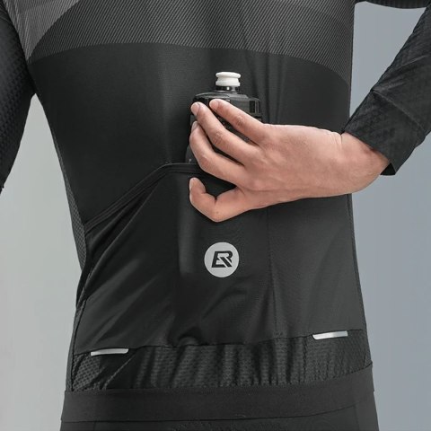 Koszulka kolarska rowerowa z długim rękawem wiosna/lato L - czarna ROCKBROS