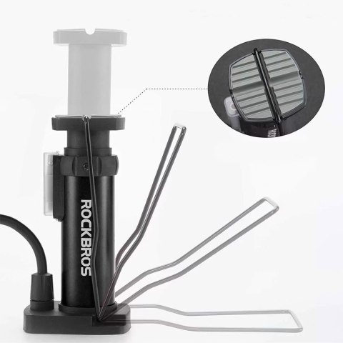 Pompka rowerowa uniwersalna nożna podłogowa z manometrem - czarna ROCKBROS