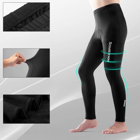 Spodnie rowerowe kolarskie długie oddychające z wkładką L - czarne ROCKBROS