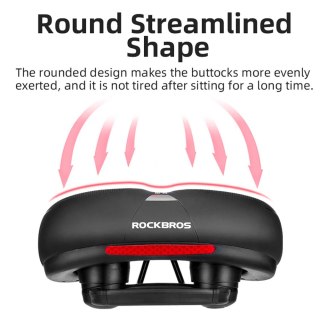 Wygodne komfortowe siodełko rowerowe z odblaskami - czarno-czerwone ROCKBROS