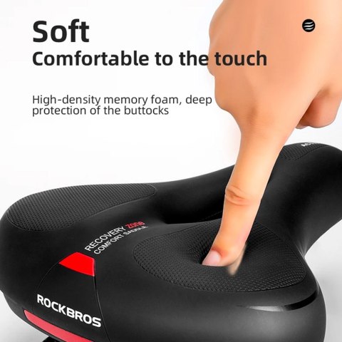 Wygodne komfortowe siodełko rowerowe z odblaskami - czarno-czerwone ROCKBROS