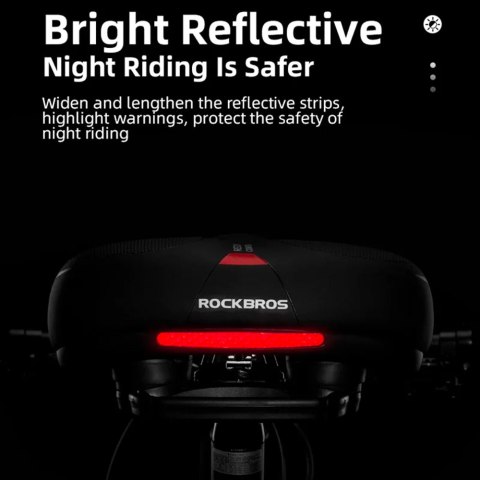 Wygodne komfortowe siodełko rowerowe z odblaskami - czarno-czerwone ROCKBROS