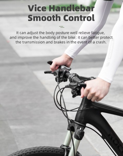 Zestaw gripów rączek rowerowych z rogami antypoślizgowe - czarny ROCKBROS