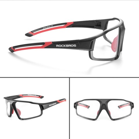Okulary rowerowe fotochromowe UV400 z etui SP216BK - czarno-czerwone ROCKBROS