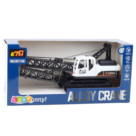 Dźwig Gąsienicowy Budowlany Obrót 360° Ruchomy Hak Biały LEAN Toys