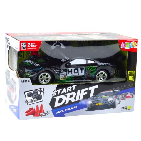 Samochód Wyścigowy Auto Do Driftu RC Czarno Zielone 30km/h 1:16 LEAN Toys