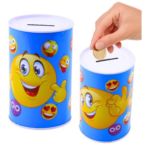 Skarbonka Metalowa Emotki Niebieska Brązowa 13 x 8cm LEAN TOYS