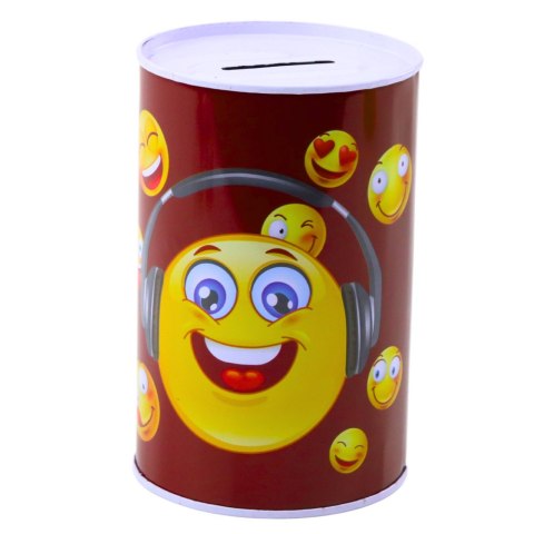 Skarbonka Metalowa Emotki Niebieska Brązowa 13 x 8cm LEAN TOYS