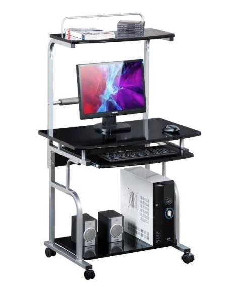 Biurko komputerowe mobilne z nadstawką Techly