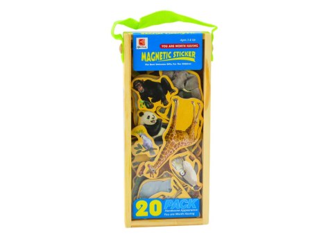 Zestaw Magnesy Drewniane Zwierzęta 20 Sztuk Kolorowe LEAN Toys