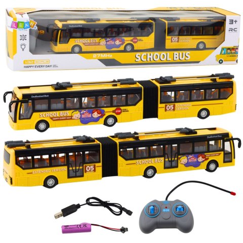 Autobus Szkolny Trolejbus Przegubowy Zdalnie Sterowany RC 1:32 Żółty LEAN Toys