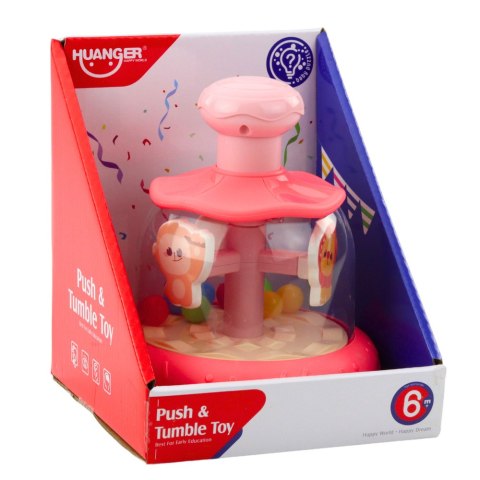 Bączek Karuzela Z Kuleczkami I Zwierzętami Hipopotam Lew Małpka Różowa LEAN Toys
