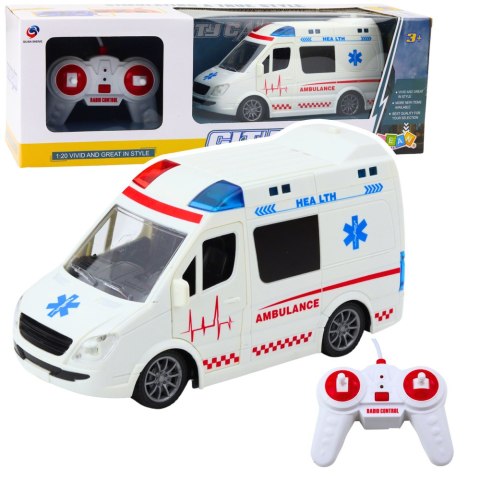 Karetka Ambulans Zdalnie Sterowany RC Światła Dźwięki 1:20 Biały LEAN Toys
