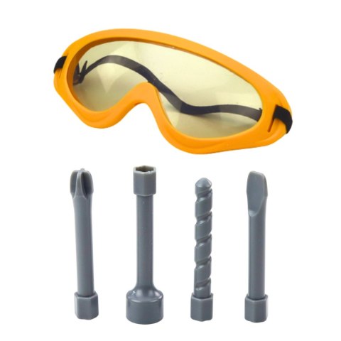 Młotowiertarka Udarowa Dla Dzieci 4 Wymienne Końcówki Okulary Żółta LEAN Toys