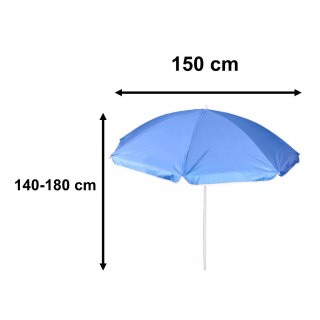 Parasol ogrodowy plażowy regulowany łamany składany UV 150cm niebieski Kik Sp. z o. o. Sp. k.