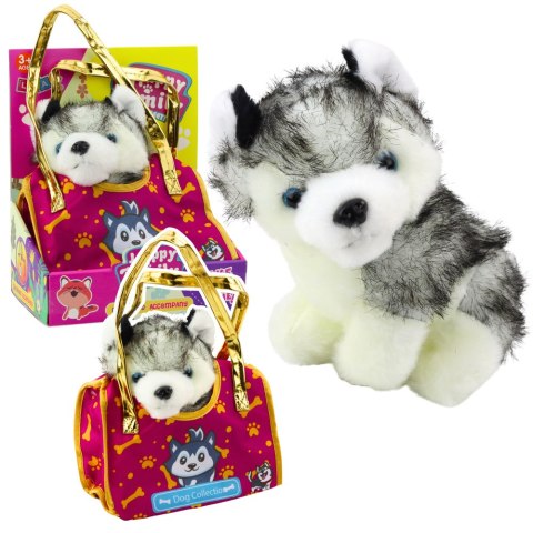 Piesek Husky W Torebce Pluszowy Maskotka Przytulanka Biało Szary LEAN Toys