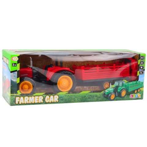 Traktor Farmerski Z Przyczepą Zdalnie Sterowany RC Czerwony LEAN Toys