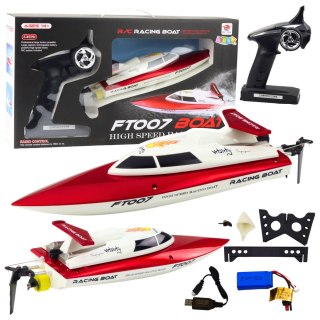 Łódź Motorówka Vitality FT007 Zdalnie Sterowana RC 1:16 Biało Czerwona LEAN Toys