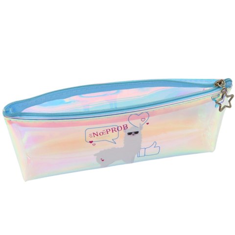 Piórnik Szkolny Dziecięcy Holograficzny Z Lamą Niebieski 21x6cm LEAN