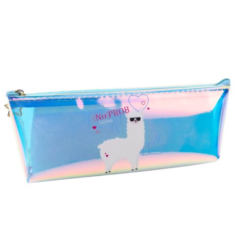 Piórnik Szkolny Dziecięcy Holograficzny Z Lamą Niebieski 21x6cm LEAN