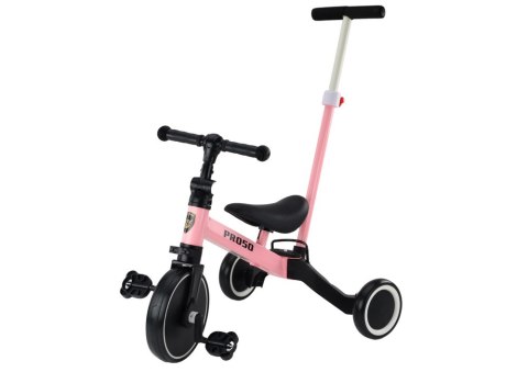 Rower Trójkołowy PRO50 Rowerek Z Rączką Do Prowadzenia Różowy LEAN Trike