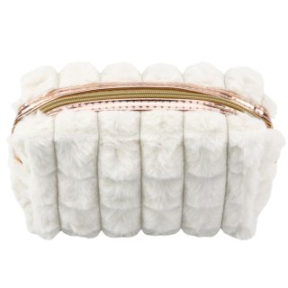 Kosmetyczka Pluszowa Z Uchwytem Pojemna Biała 20cm LEAN Toys